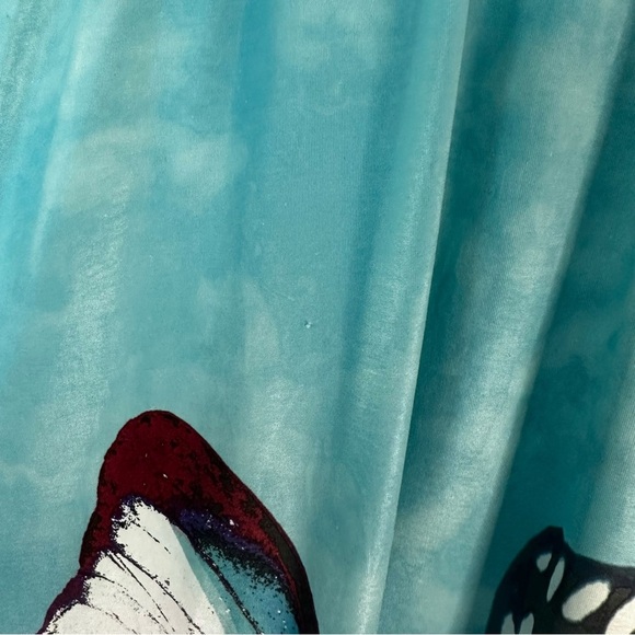 Live and Let Live Butterfly Print Sleeveless Dress Turquoise Blue Y2K Style Sz M - Picture 6 of 12